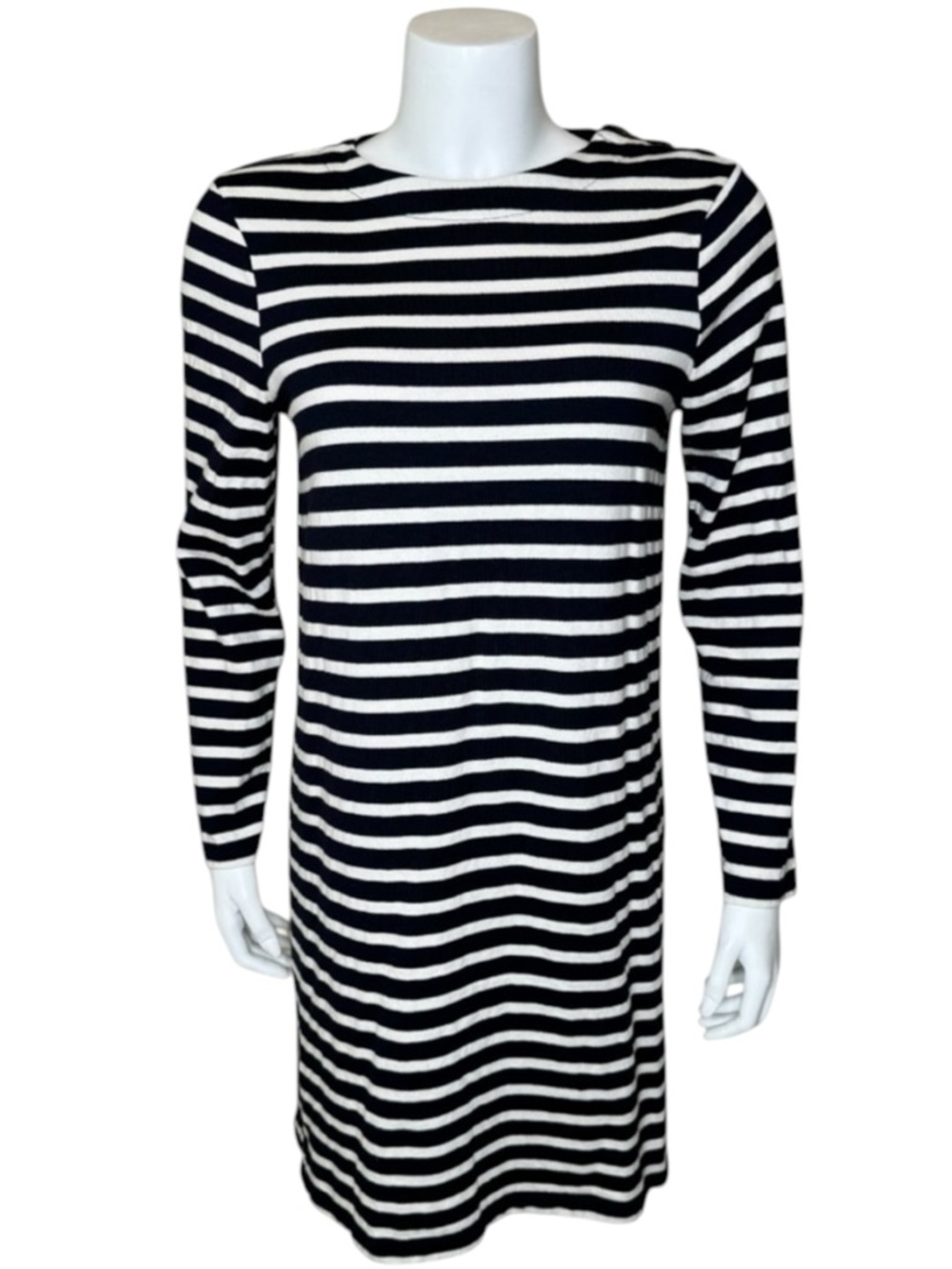 Boden Striped Shift Dress 8 US White Blue Pullover Cotton